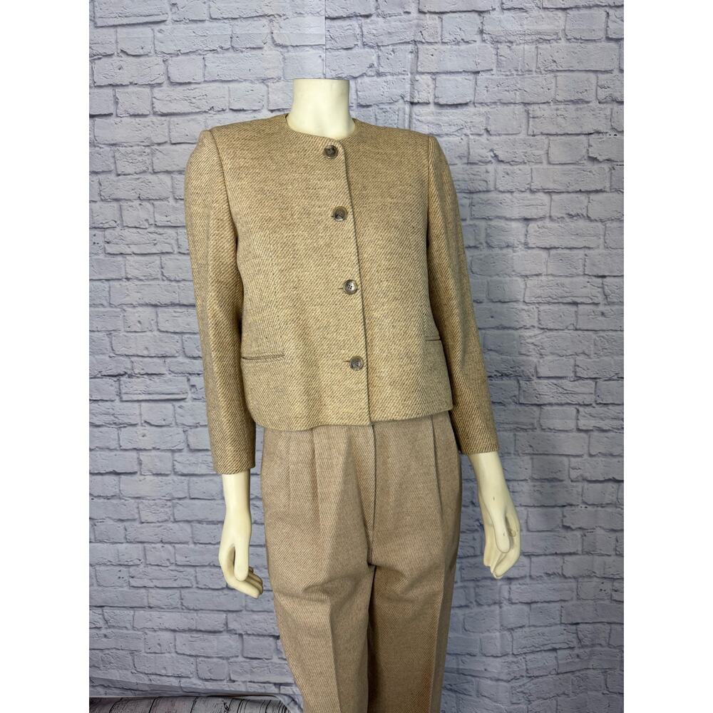 1980s Salvatore Ferragamo Wool Alpaca 3 Piece Suit Set Camel Made Italy Medium - Picture 6 of 16